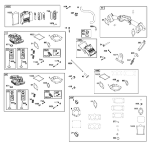 Cylinder Head Group Diagram and Parts List for 613477-0044-01 400000 - 699999 Briggs and Stratton Engine
